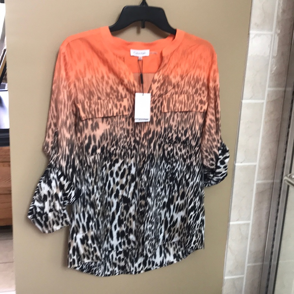 NWT Calvin Klein blouse leopard ombré medium